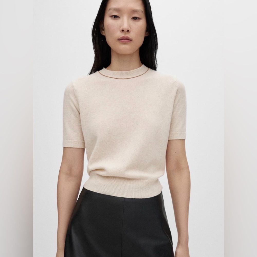 Mango Quiet Luxury Short Sleeve Wool Knit Top
Loro Piana look